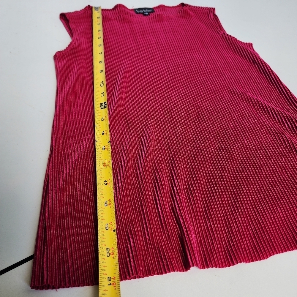 Nicole Miller Womens Ribbed Satin 2pc Set Pants Sleveless Top Hot Pink Sz XS - Picture 9 of 15
